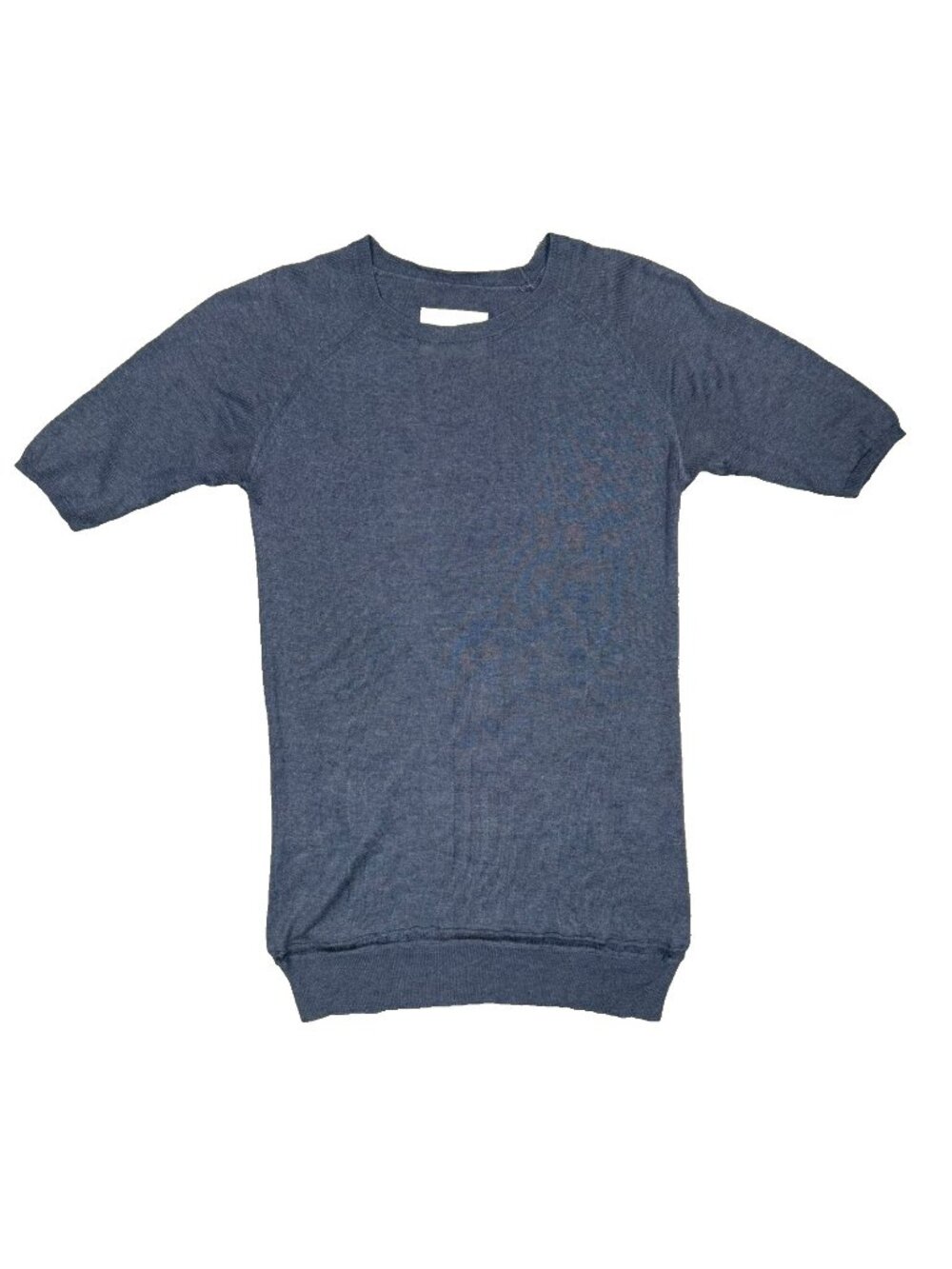 Fine Collection Silk Cashmere Knit T-Shirt Sweater‎ Blue Short Sleeve Medium
